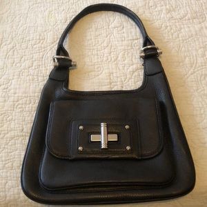 Black leather shoulder bag